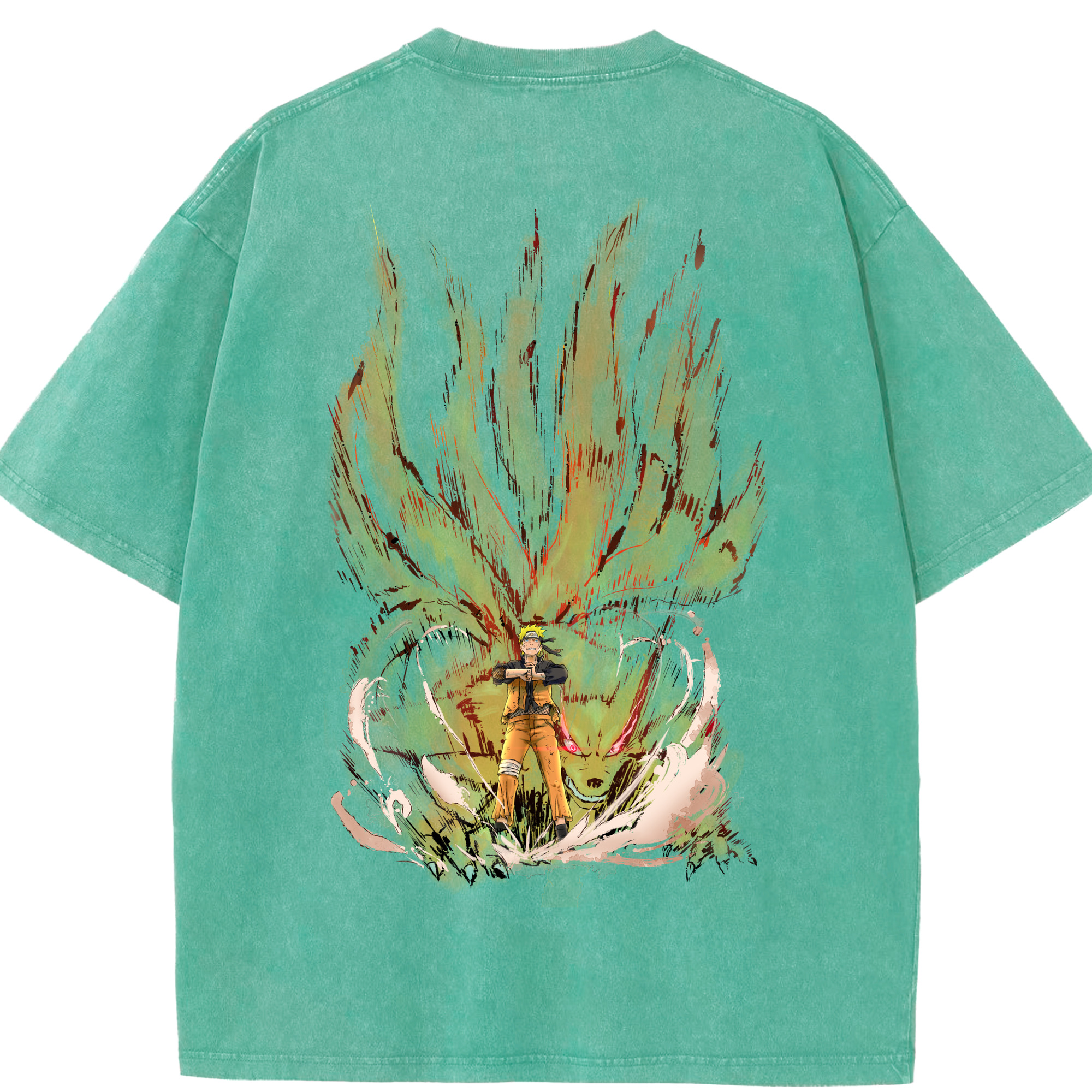 （画像用） NARUTO -ナルト- うずまき ナルト Uzumaki Naruto 綿100% ヴィンテージ風 半袖Tシャツ（背面プリント）